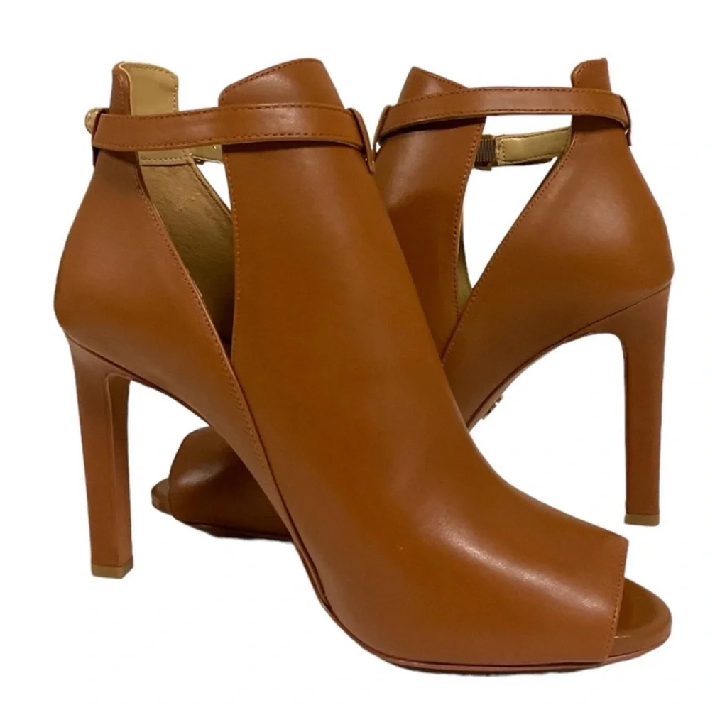 MICHAEL Michael Kors Lawson Leather Open-Toe Ankle Boot In Luggage Size … - Picture 7 of 10